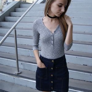 Button Up Ribbed Bodysuit